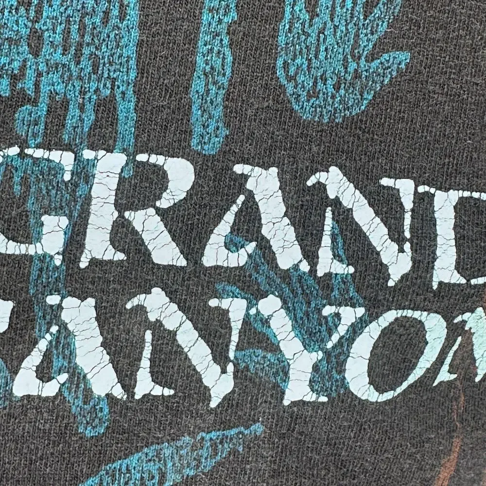 Vintage Grand Canyon T-Shirt Mens Large Black Aztec‎ AOP USA 90s Hieroglyphics